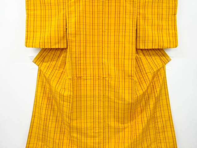JAPANESE KIMONO / ANTQUE KIMONO / SILK / YONEZAWA TSUMUGI / WOVEN GRID